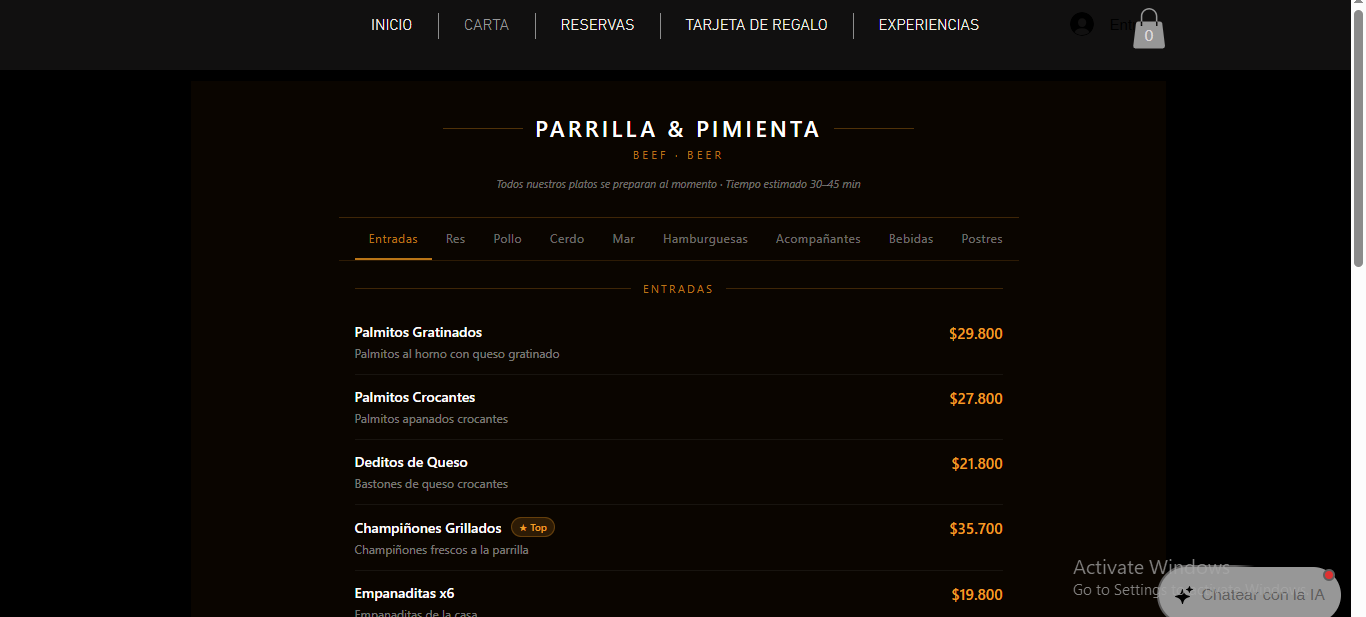 Parrilla y Pimienta - carta digital