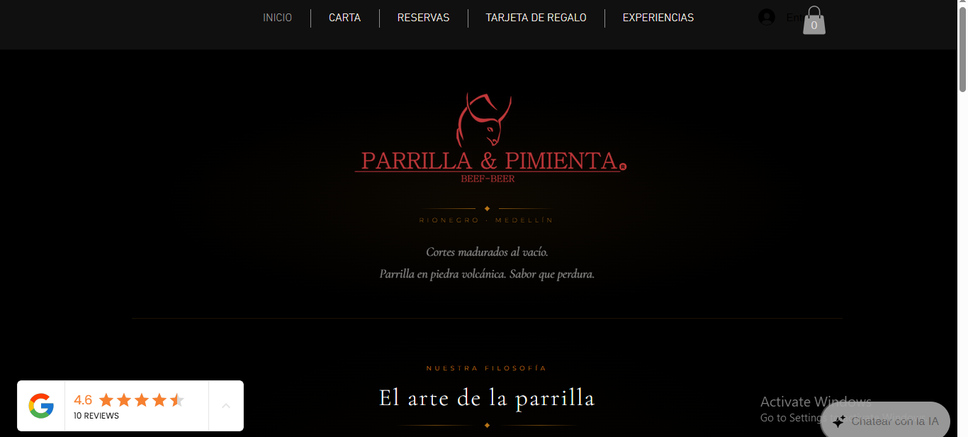 Parrilla y Pimienta - página de inicio