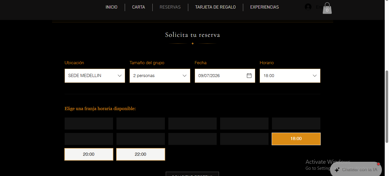 Parrilla y Pimienta - sistema de reservas